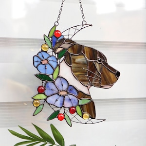 Custom pets portrait Dog Cat Stained glass Suncatcher Decor wall and window decor Personalized gift idea Custom portrait from photo