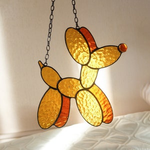 Suncatcher Balloon Dog Stained glass window decor Glass wall art Hanging home decor Modern art Unique birthday gift